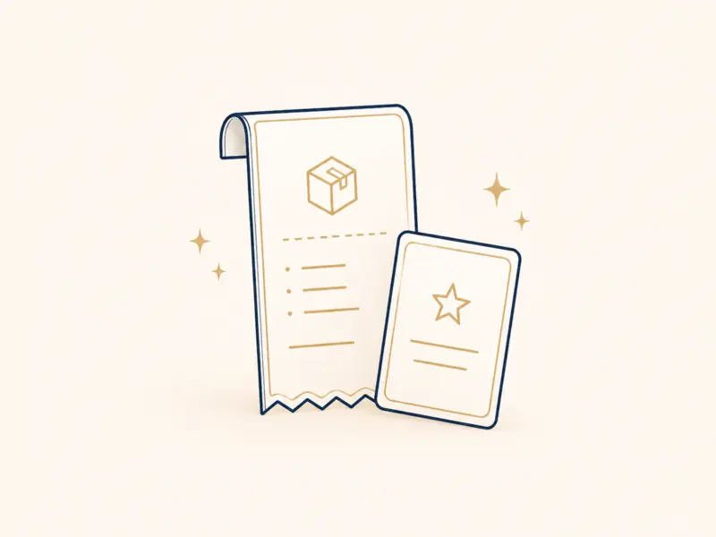 Illustration of a receipt and package insert