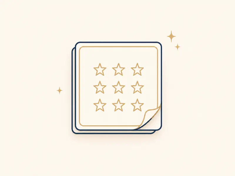 Illustration of a square review sticker